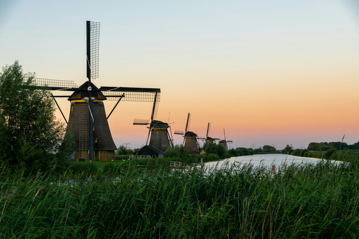 Molinos de Kinderdijk al atardecer