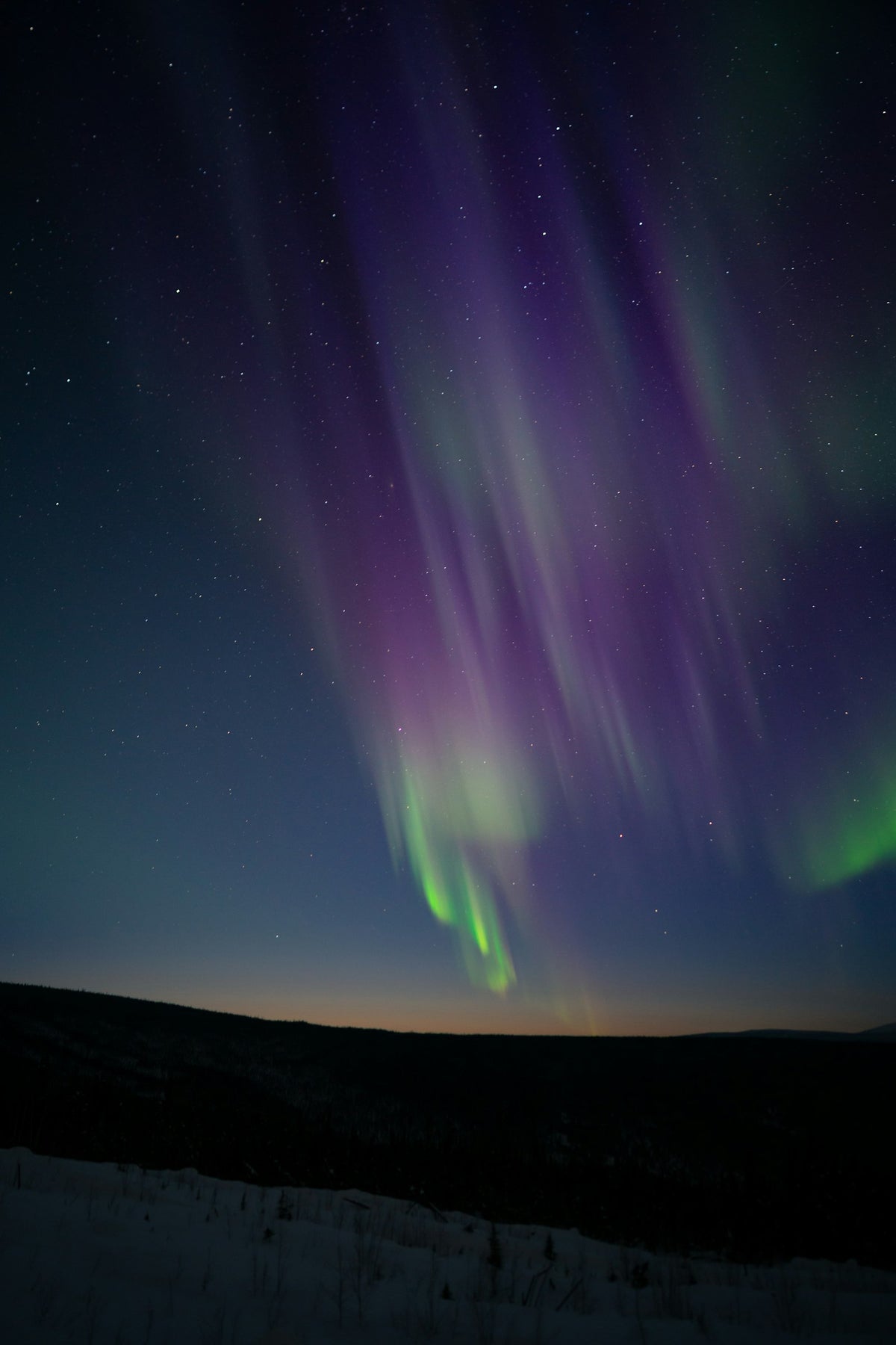 Aurora boreal en el cielo nocturno